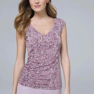 White House Black Market V-Neck Patterned Blouse